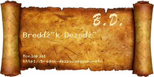 Bredák Dezső névjegykártya